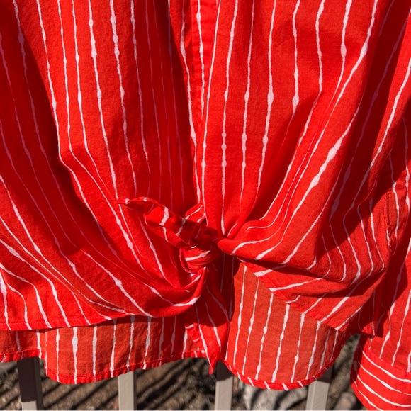 ⬇️LAUREN Ralph Lauren Women’s Long Sleeve Blouse XXL Scarlet Sun & White Stripes - Picture 5 of 13